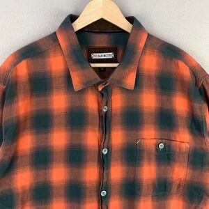 32 Bar Blues Shirt Mens XXL Red Shadow Plaid Long Sleeve Heavy Cotton Button Up